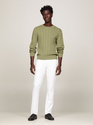 Green cable shop knit jumper mens