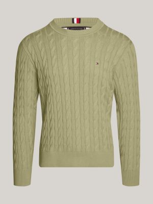 Classics Cable Knit Crew Neck Jumper Green Tommy Hilfiger