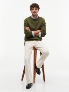 Cable Knit Crew Neck Jumper — Green 2