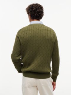 Cable Knit Crew Neck Jumper — Green 5