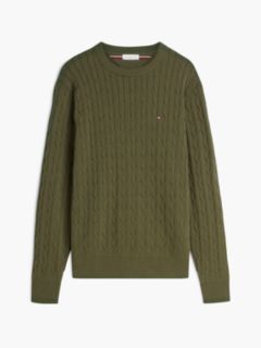Cable Knit Crew Neck Jumper — Green 6