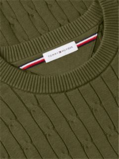 Cable Knit Crew Neck Jumper — Green 7