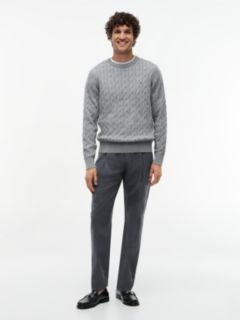 Cable Knit Crew Neck Jumper — Grey 2