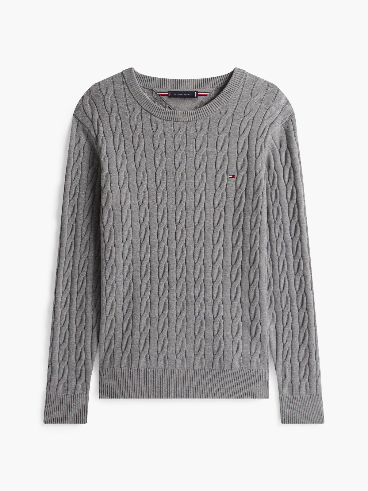 Cable Knit Crew Neck Jumper — Grey