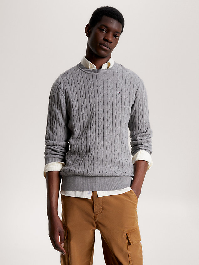 pullover classics relaxed fit in maglia grey da uomo tommy hilfiger