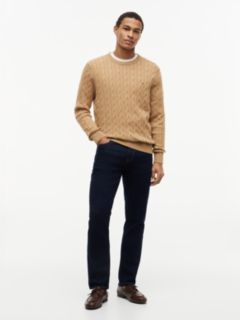 Cable Knit Crew Neck Jumper — Khaki 2