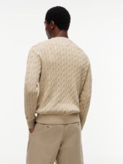 Cable Knit Crew Neck Jumper — Khaki 5