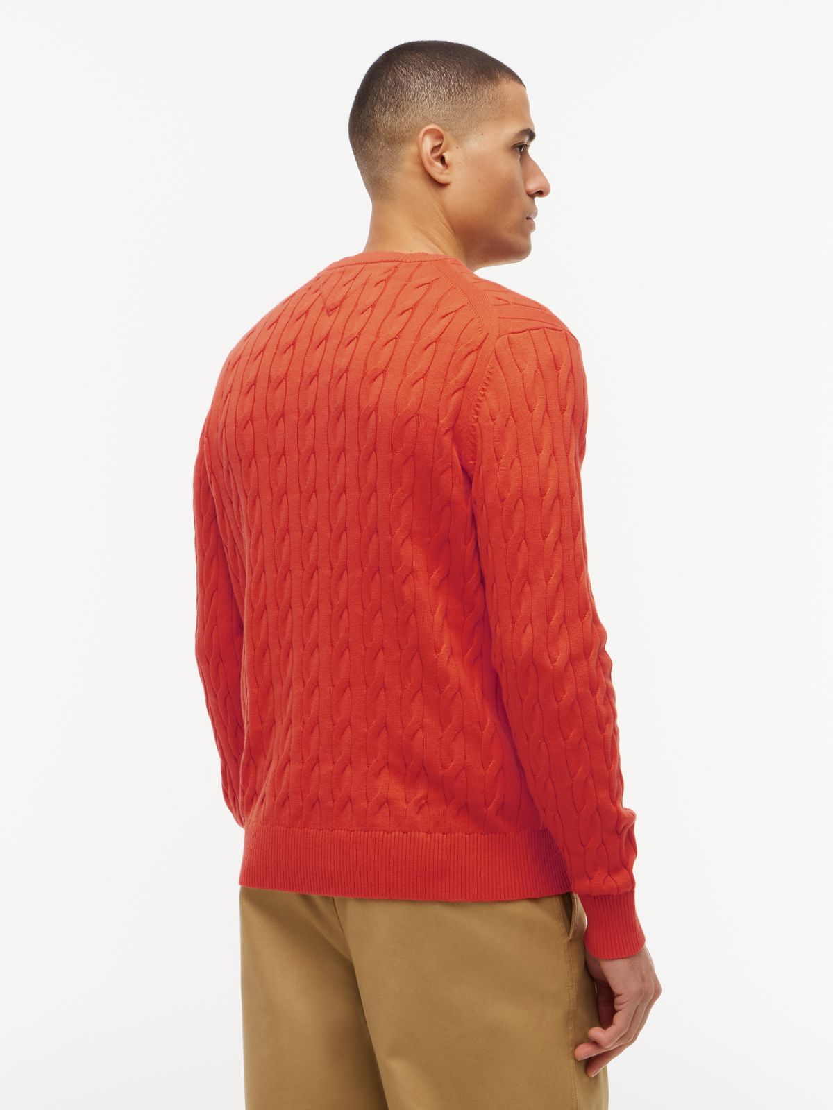 Cable Knit Crew Neck Jumper — Orange