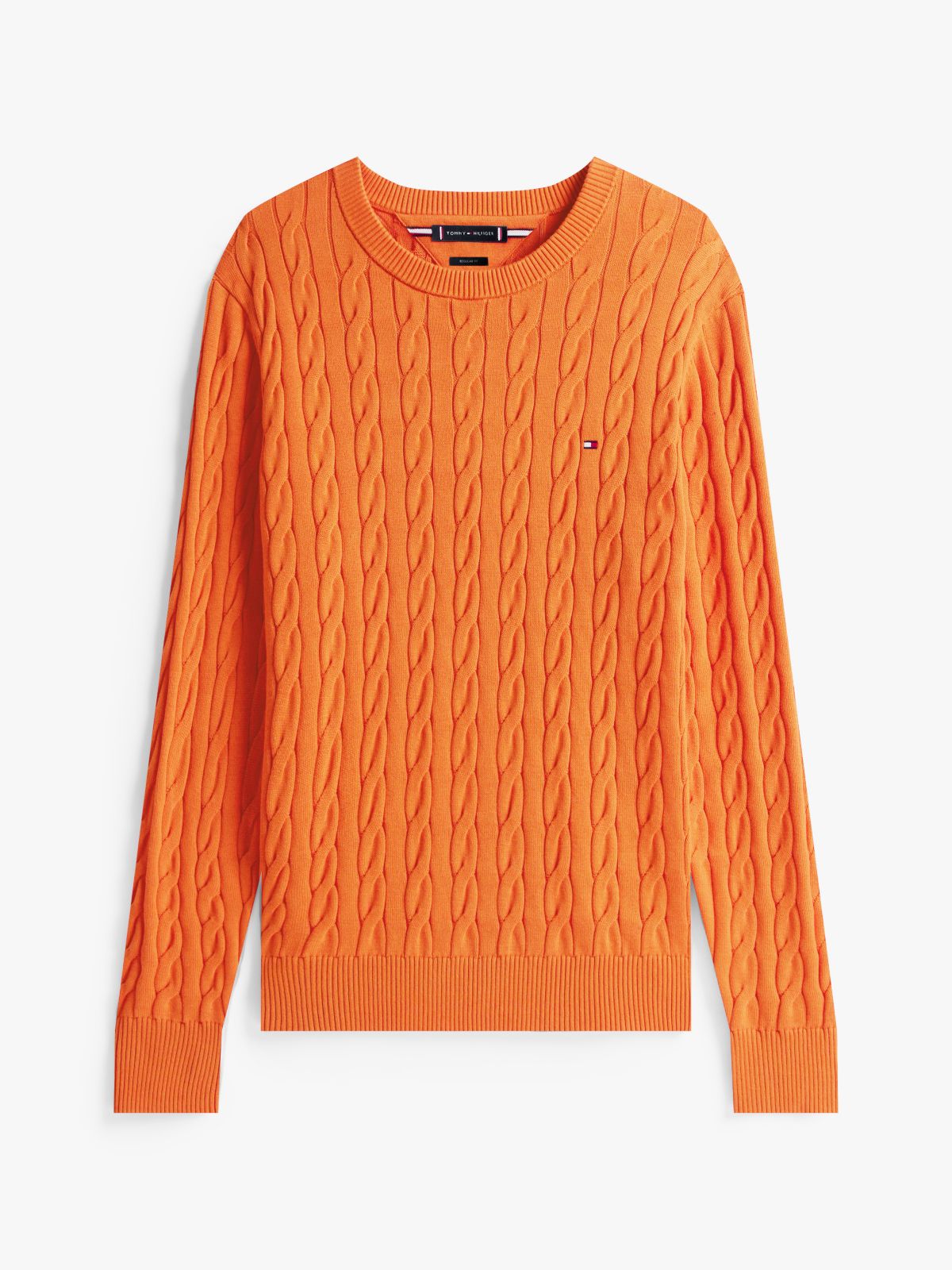 Cable Knit Crew Neck Jumper — Orange