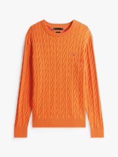 Cable Knit Crew Neck Jumper — Orange 5