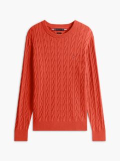 Cable Knit Crew Neck Jumper — Orange 6