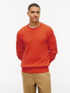Cable Knit Crew Neck Jumper — Orange 1