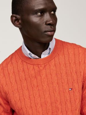 Kabelgebreide trui met ronde hals Oranje Tommy Hilfiger