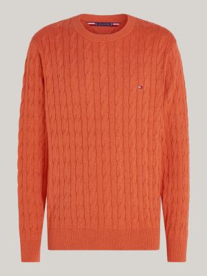 Kabelgebreide trui met ronde hals Oranje Tommy Hilfiger