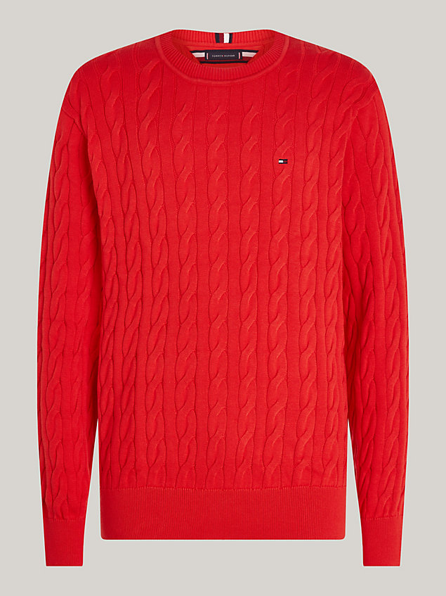 orange classics cable knit relaxed fit jumper for men tommy hilfiger
