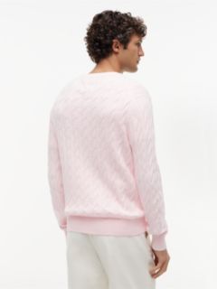 Cable Knit Crew Neck Jumper — Pink 4