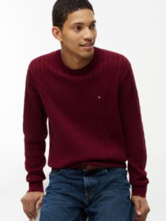Cable Knit Crew Neck Jumper — Purple 3