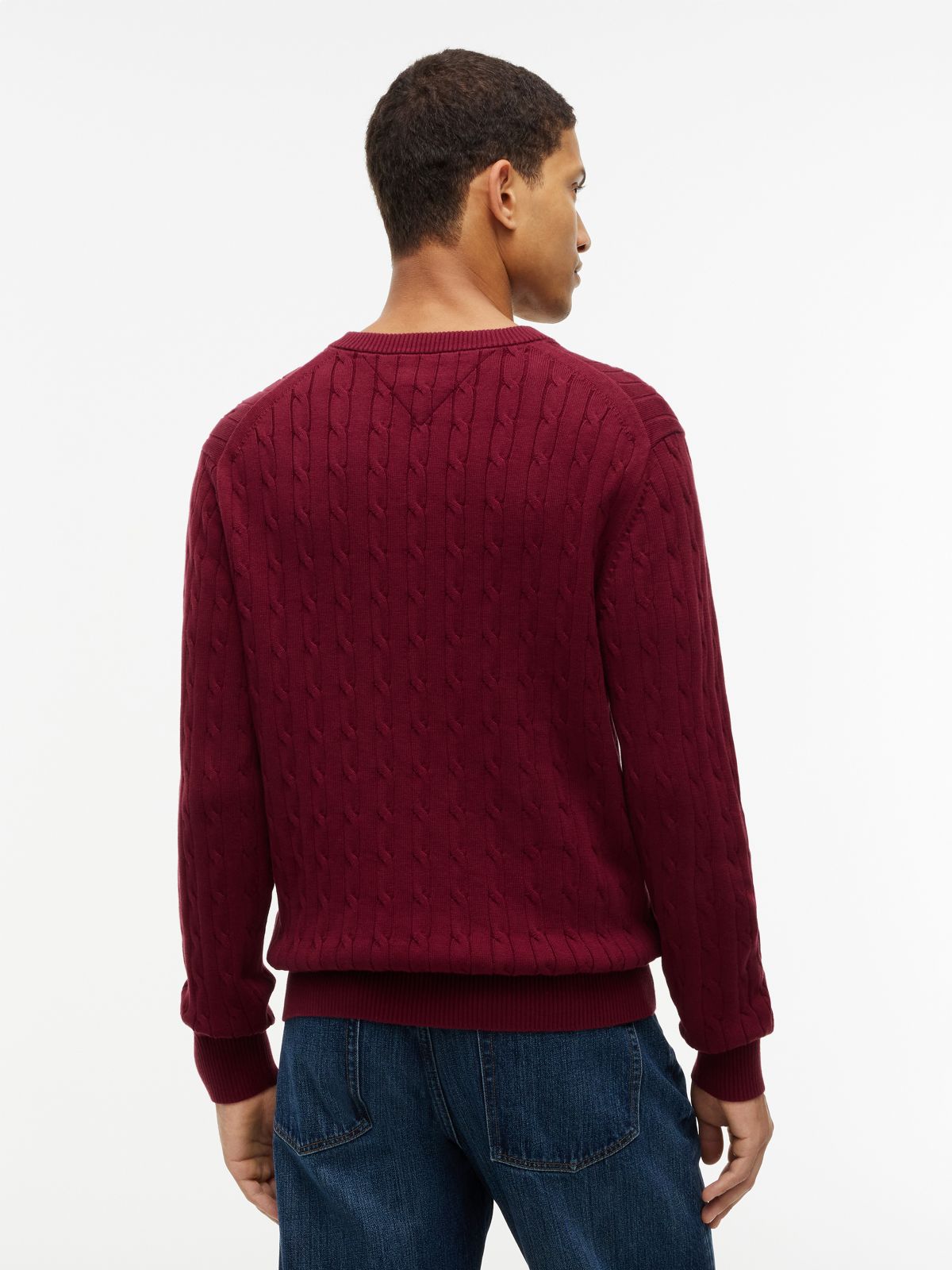 Cable Knit Crew Neck Jumper — Purple