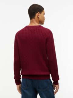 Cable Knit Crew Neck Jumper — Purple 4