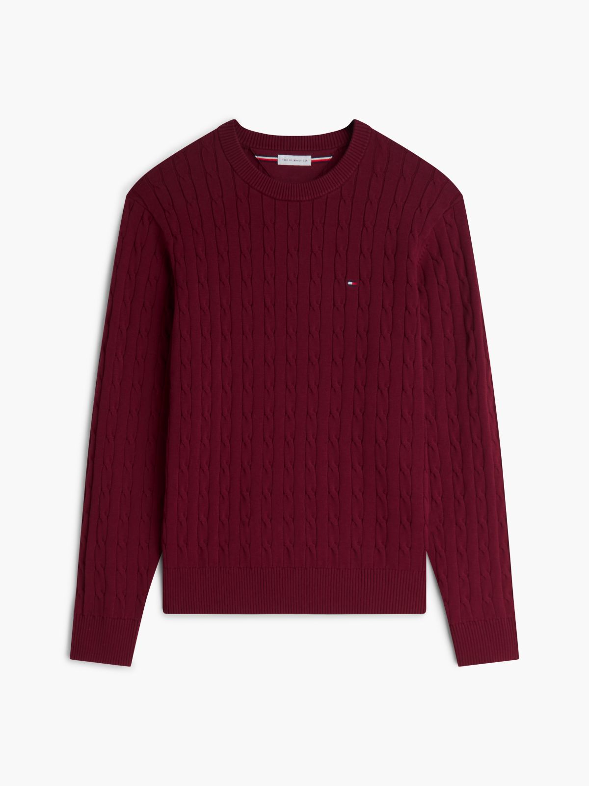 Cable Knit Crew Neck Jumper — Purple
