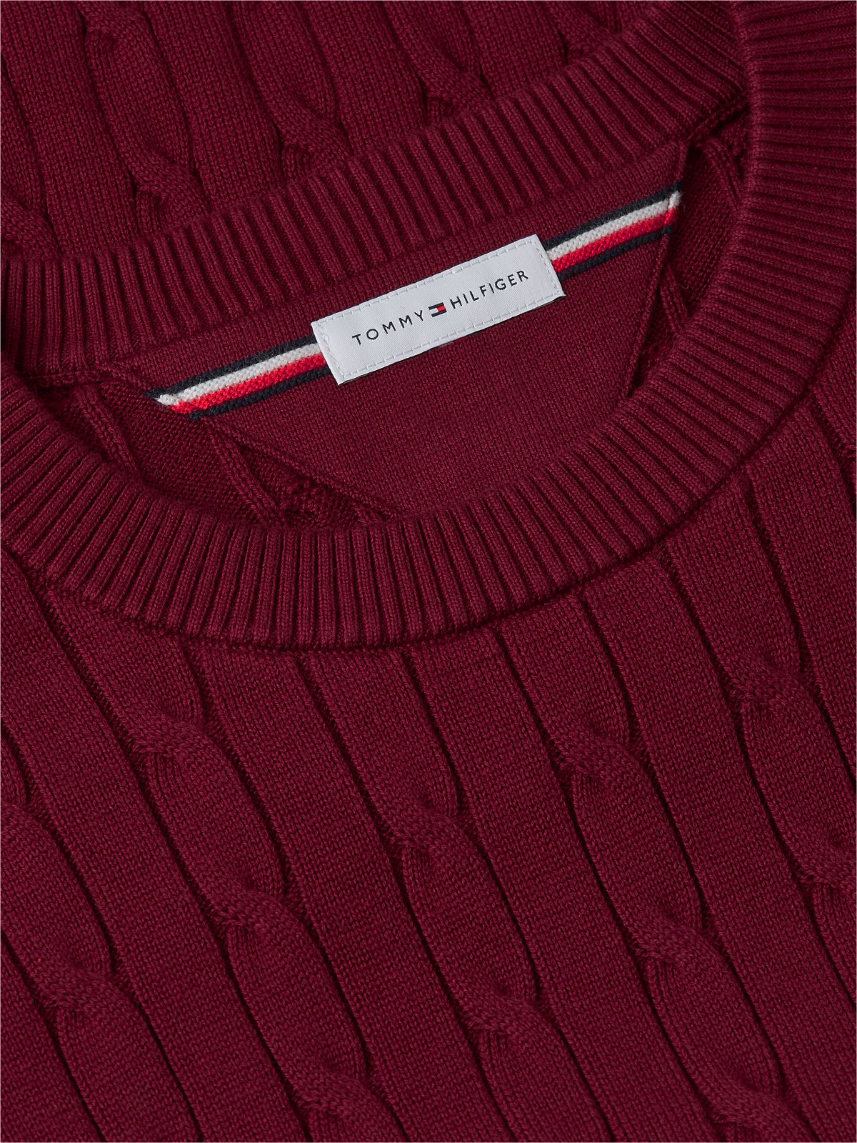 Cable Knit Crew Neck Jumper — Purple