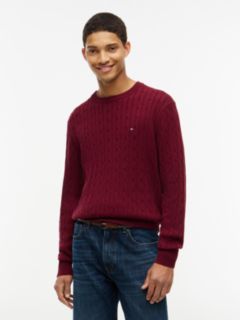 Cable Knit Crew Neck Jumper — Purple 1