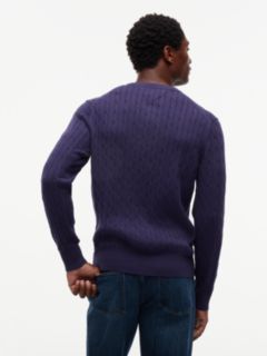 Cable Knit Crew Neck Jumper — Purple 4
