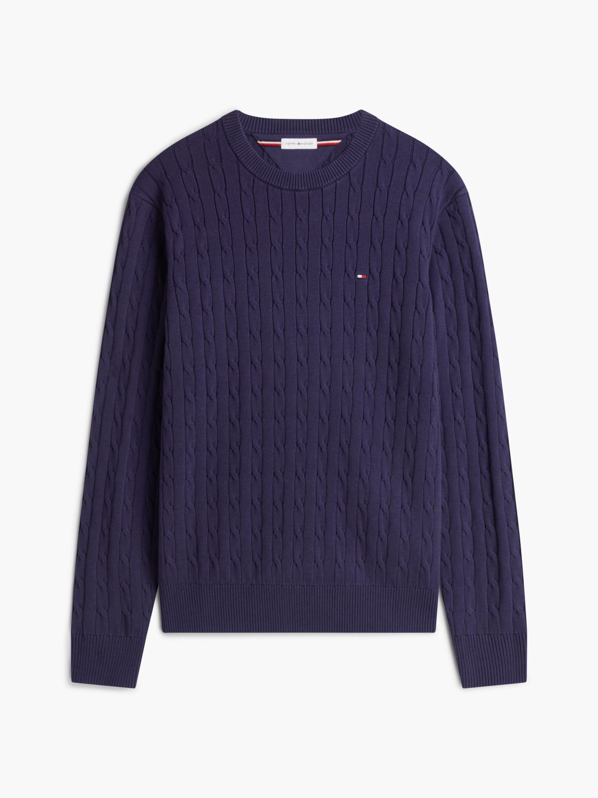 Cable Knit Crew Neck Jumper — Purple