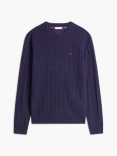 Cable Knit Crew Neck Jumper — Purple 5