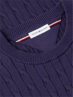Cable Knit Crew Neck Jumper — Purple 6