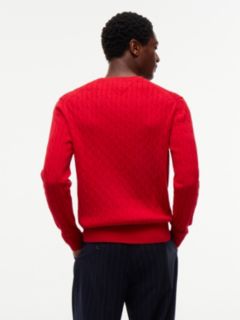 Cable Knit Crew Neck Jumper — Red 5