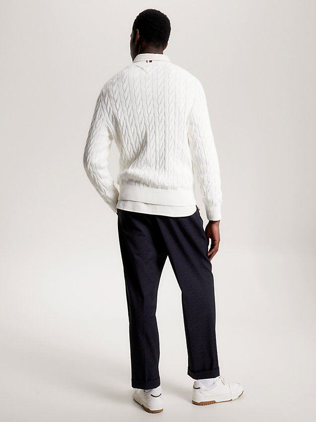 white classics cable knit relaxed fit jumper for men tommy hilfiger