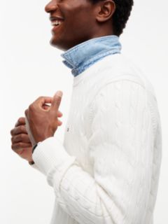 Cable Knit Crew Neck Jumper — Yellow 4