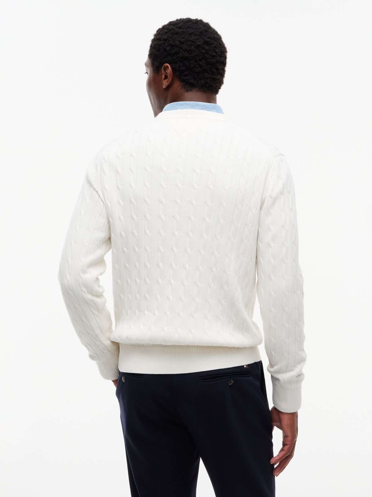 Cable Knit Crew Neck Jumper — Yellow