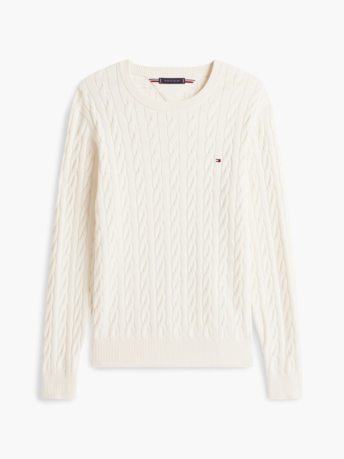 Cable Knit Crew Neck Jumper — Yellow