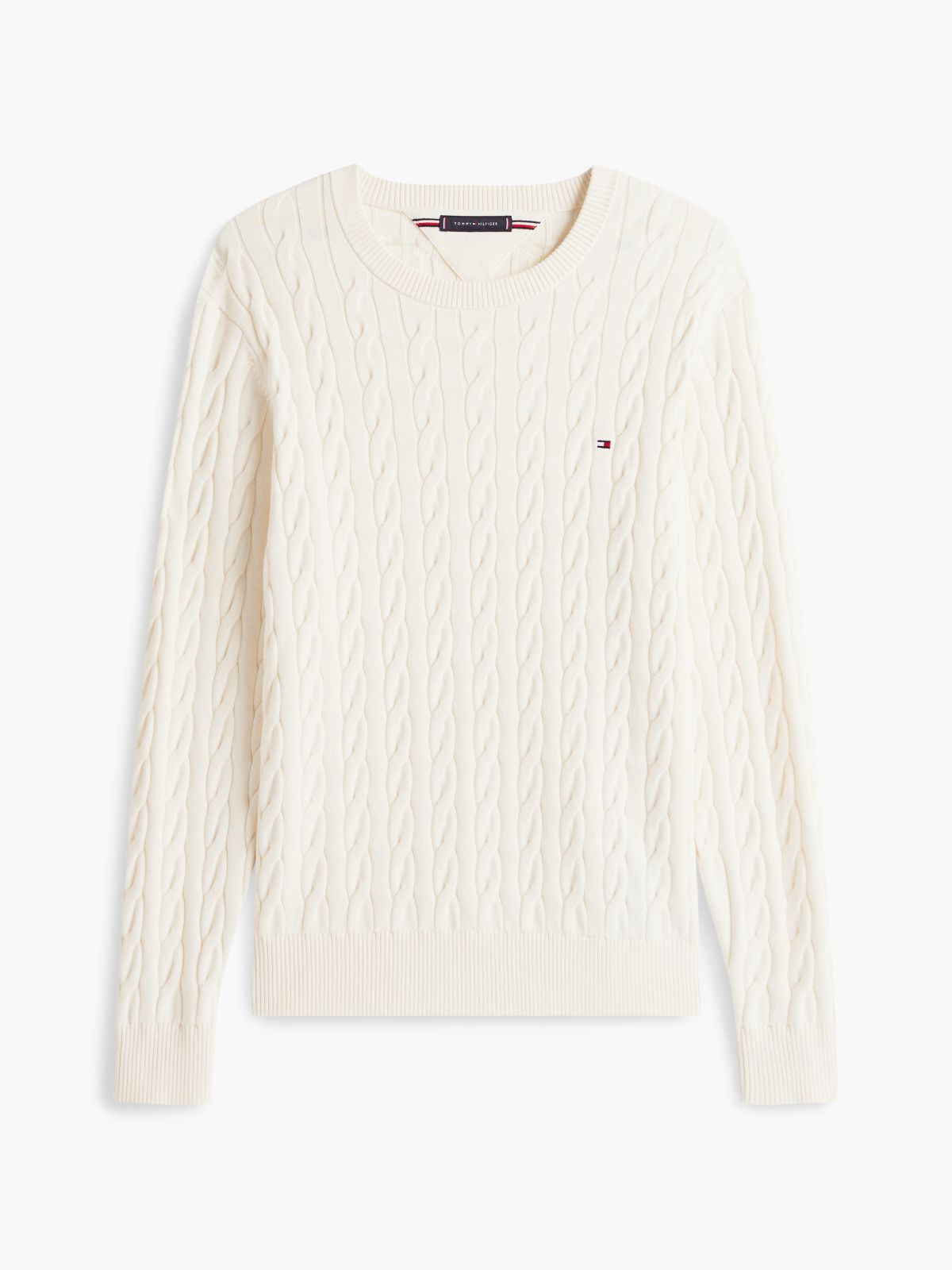 Cable Knit Crew Neck Jumper — Yellow