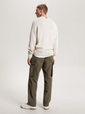 Hilfiger Monotype Crew Neck Jumper | Beige | Tommy Hilfiger