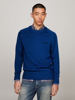 Pull col rond Tommy Hilfiger bleu | Rue Des Hommes