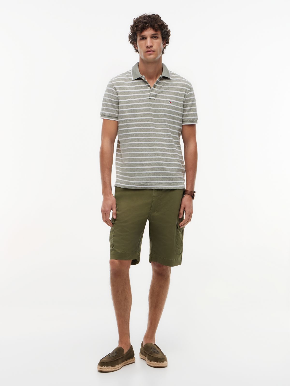 Regular Fit Pique Polo Shirt With Linen — Green