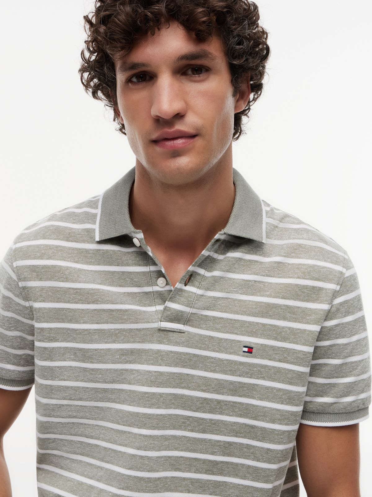 Regular Fit Pique Polo Shirt With Linen — Green