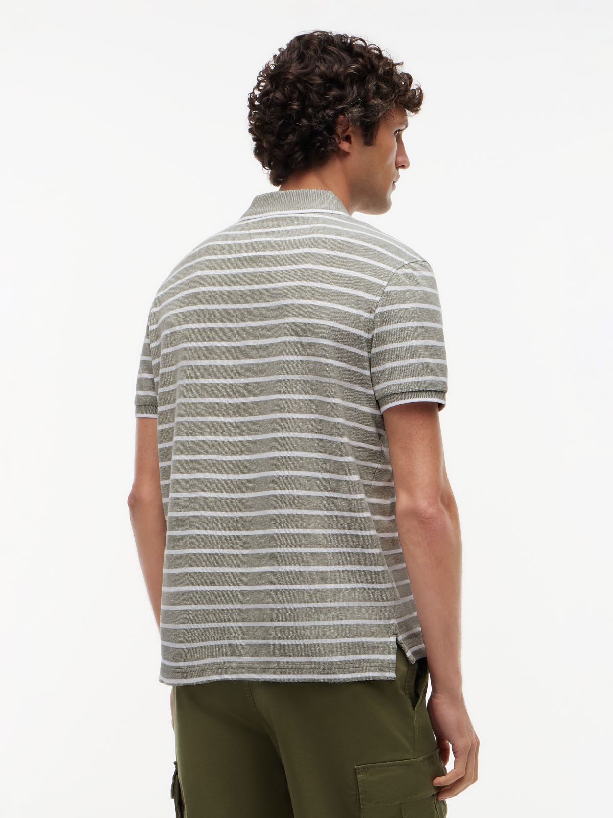 Regular Fit Pique Polo Shirt With Linen — Green