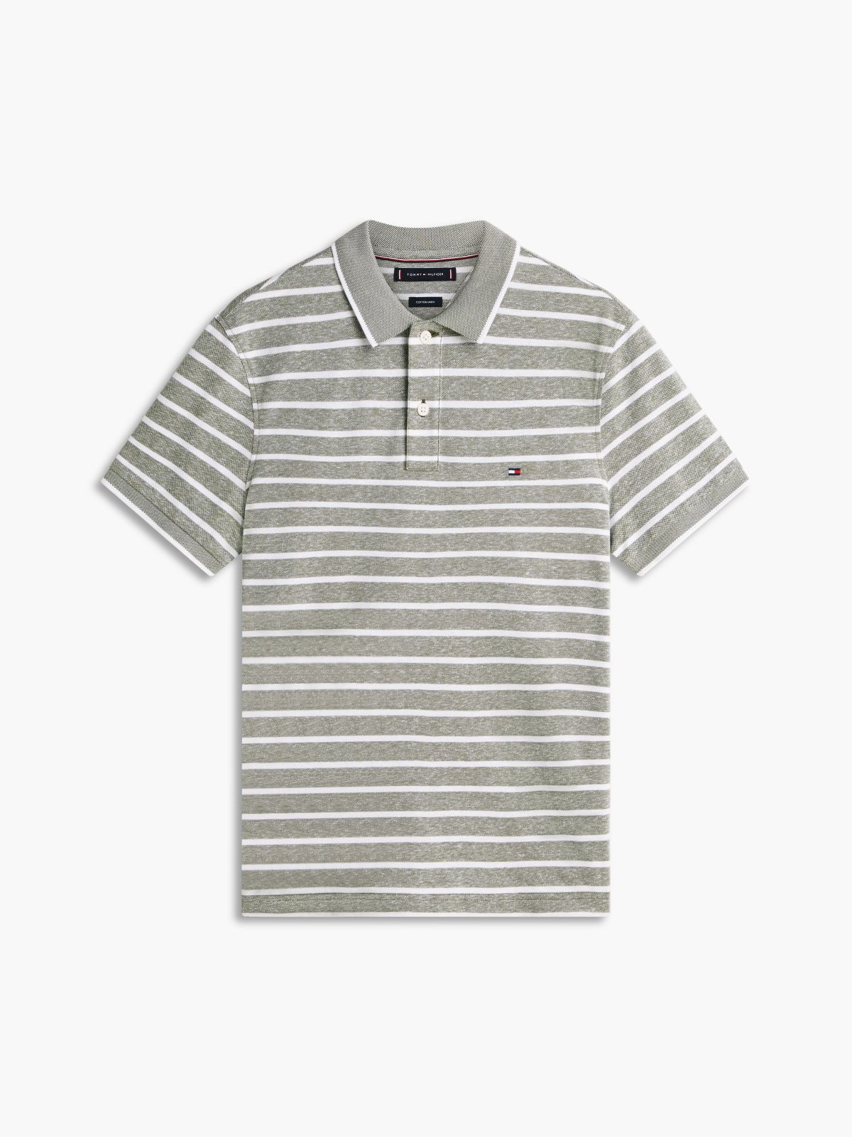 Regular Fit Pique Polo Shirt With Linen — Green