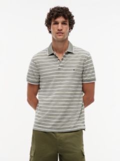 Regular Fit Pique Polo Shirt With Linen — Green 1