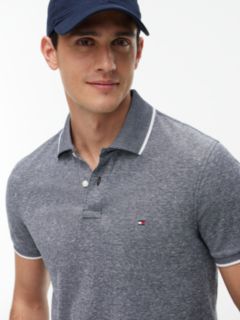 Regular Fit Pique Polo Shirt With Linen — Blue 3