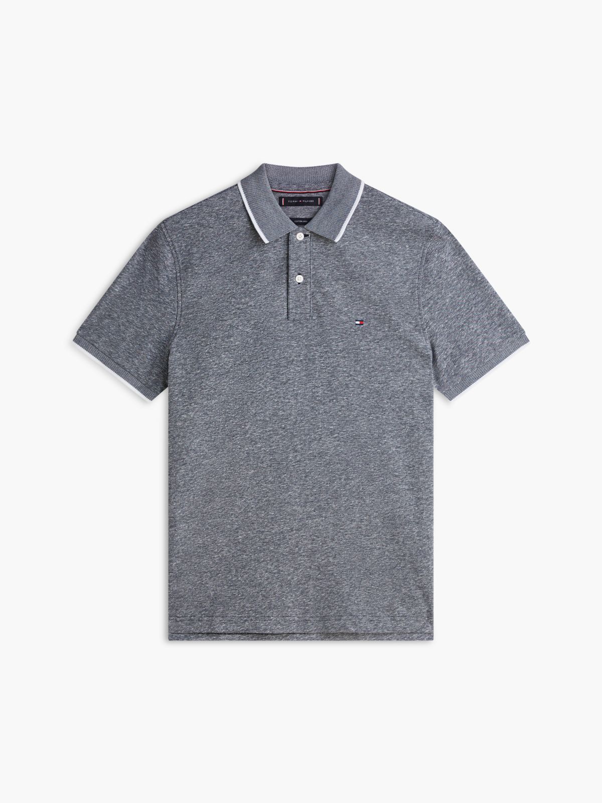 Regular Fit Pique Polo Shirt With Linen — Blue