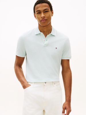 polo coupe standard en piqué avec lin green pour hommes tommy hilfiger