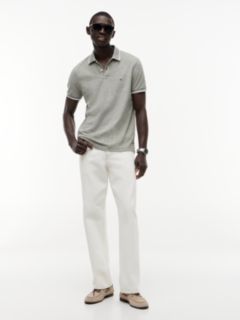 Regular Fit Pique Polo Shirt With Linen — Green 2