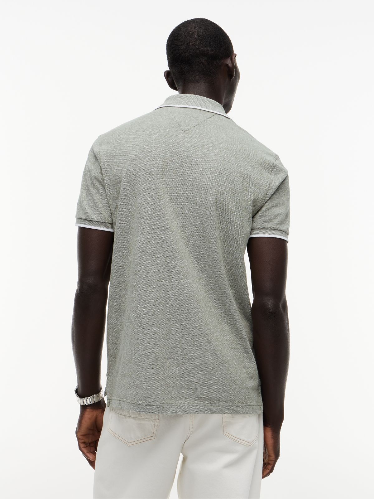 Regular Fit Pique Polo Shirt With Linen — Green
