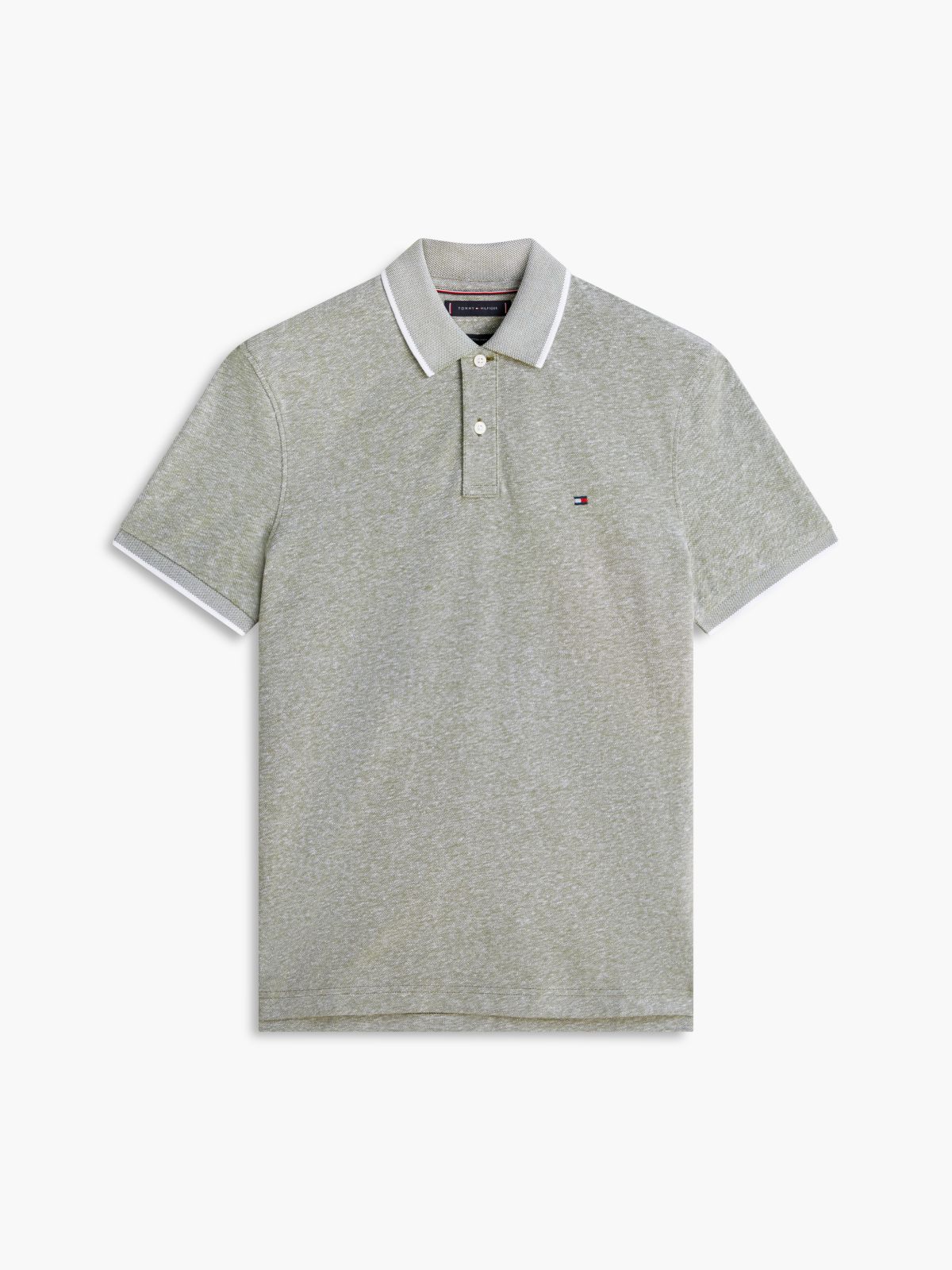 Regular Fit Pique Polo Shirt With Linen — Green