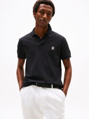 black th monogram regular fit polo shirt for men tommy hilfiger